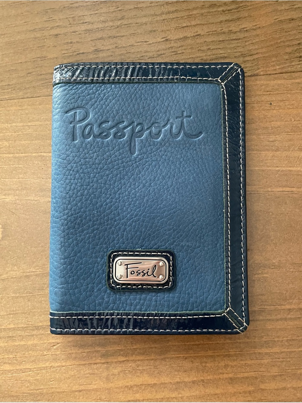 Fossil Dark Blue Leather Passport Cover